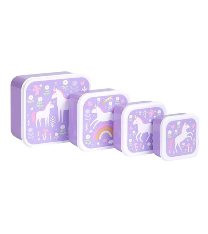 A Little Lovely Company - 4 Lunch & Snack Boxes - Unicorn Dreams